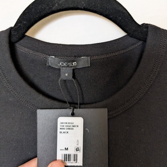 Joe's Jeans High Neck Mini Dress - Black Ribbed Knit, NWT Size M - Picture 3 of 8